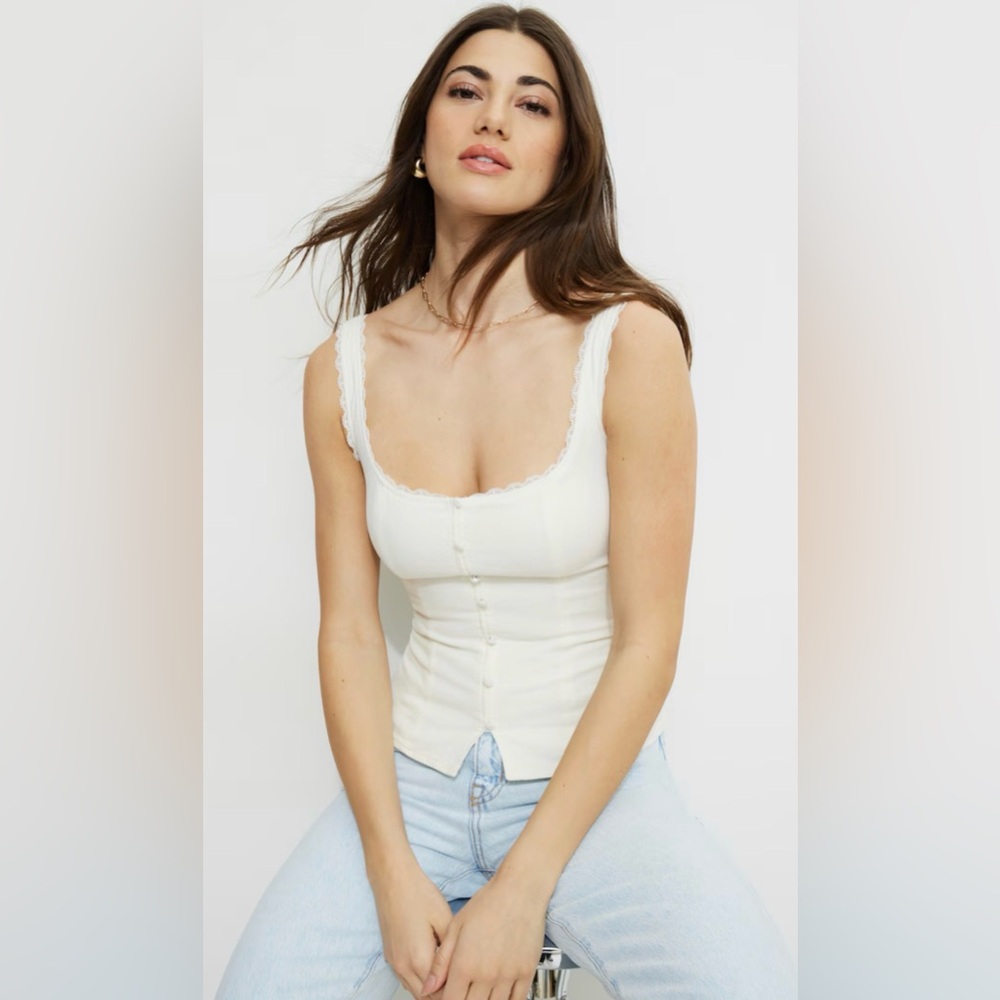 Dynamite Linen Tank Top in Snow White